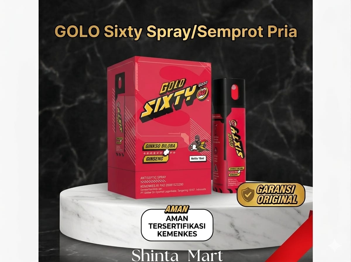GOLO Sixty Spray produk perawatan pria dewasa dengan kemasan praktis untuk menunjang kepercayaan diri dan kenyamanan.