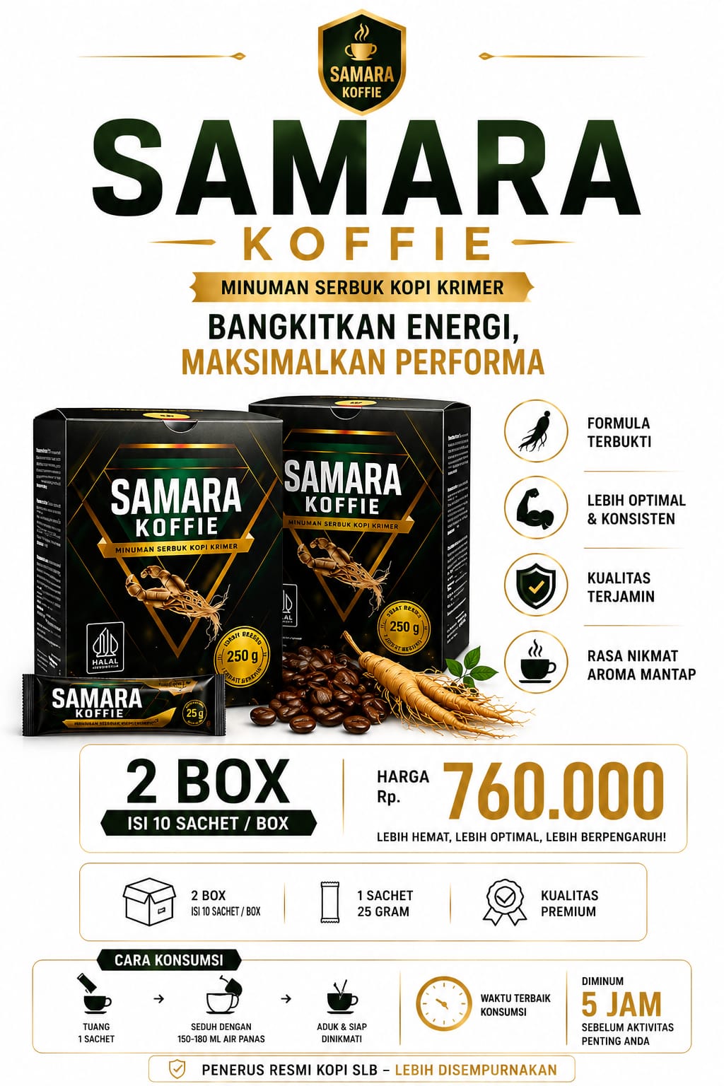 Samara Koffie 2 Box ( isi 20 sachet ) Rp. 760.000