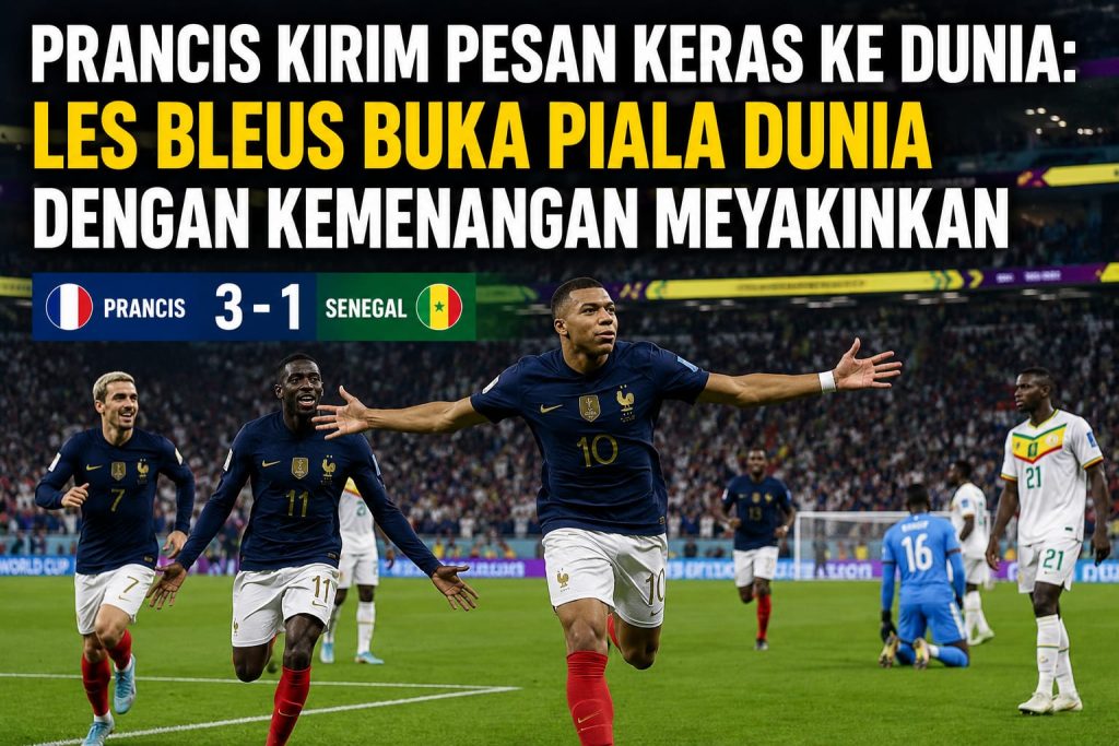 Piala Dunia 2026 hari ini, Hasil pertandingan Piala Dunia, Tim favorit juara Piala Dunia, Berita sepak bola dunia, Update Piala Dunia 2026, World Cup 2026, FIFA World Cup 2026, World Cup Results,  France vs Senegal, France 3-1 Senegal,