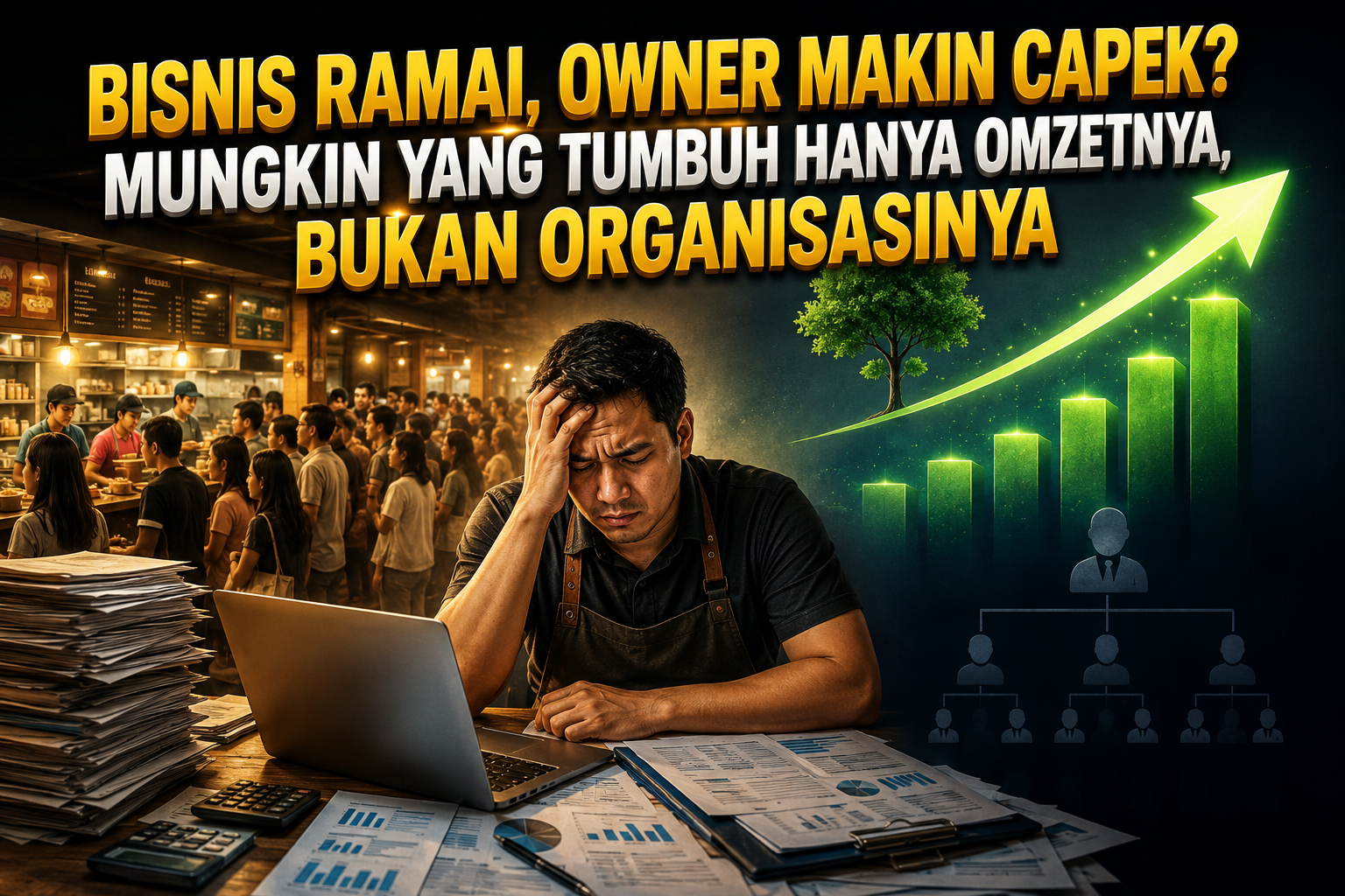 Bisnis ramai tetapi owner semakin capek karena organisasi belum berkembang dan masih bergantung pada pemilik usaha.
