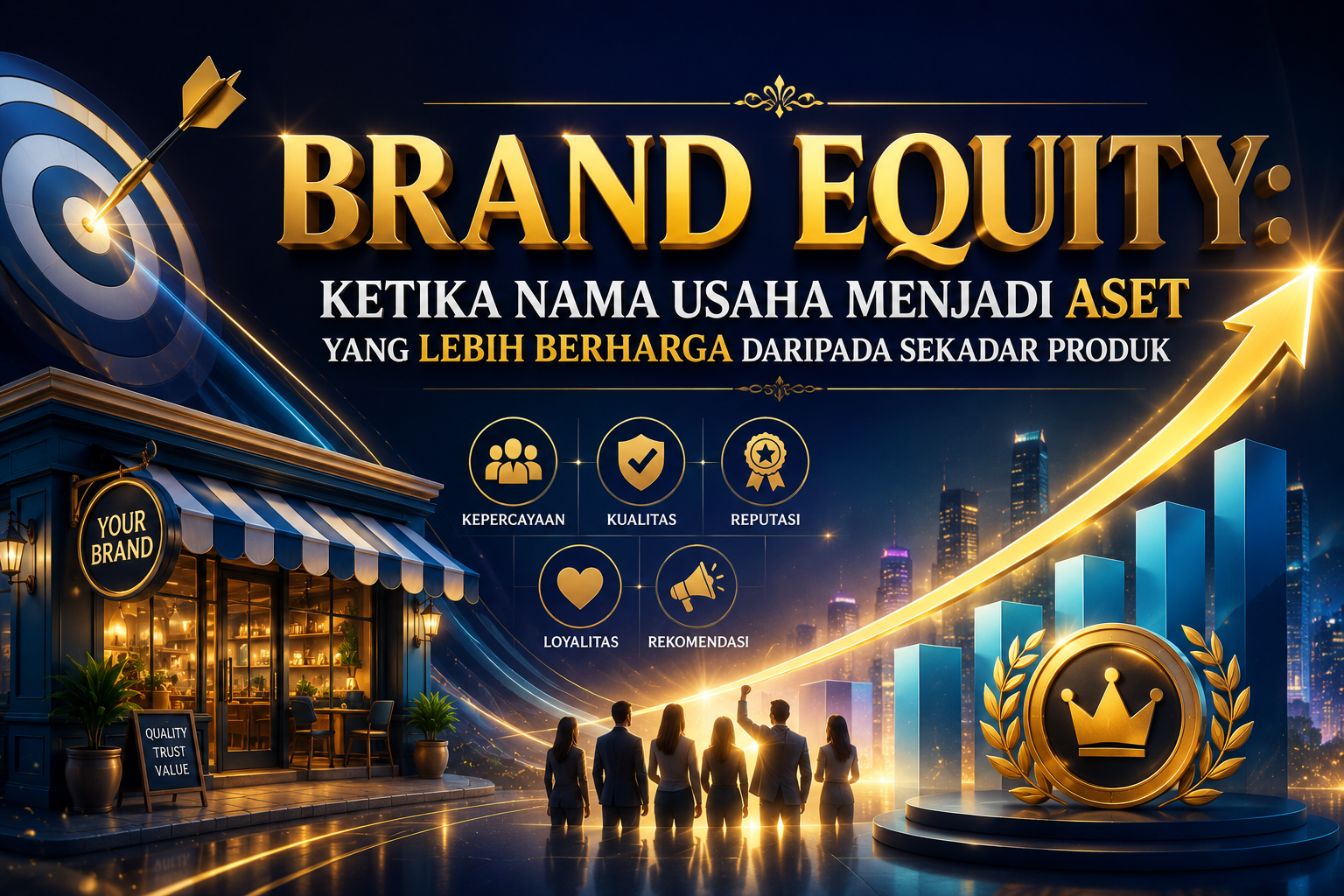 Brand Equity sebagai aset berharga UMKM yang dibangun dari kepercayaan, kualitas, reputasi, loyalitas, dan rekomendasi pelanggan.