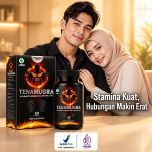 TENAMUGRA adalah herbal pria dewasa dalam bentuk kapsul yang membantu memelihara stamina pria agar tetap prima menjalani aktivitas sehari-hari. Dikemas dalam botol dan box premium berwarna hitam dengan isi 50 kapsul. Mengandung kombinasi bahan herbal pilihan seperti purwoceng, pasak bumi, mengkudu, dan ginseng. Produk telah terdaftar BPOM dengan nomor TR263055441 dan bersertifikat Halal MUI. Cocok untuk pria aktif yang ingin menjaga stamina sebagai bagian dari gaya hidup sehat. Praktis dikonsumsi dan mudah dibawa ke mana saja.